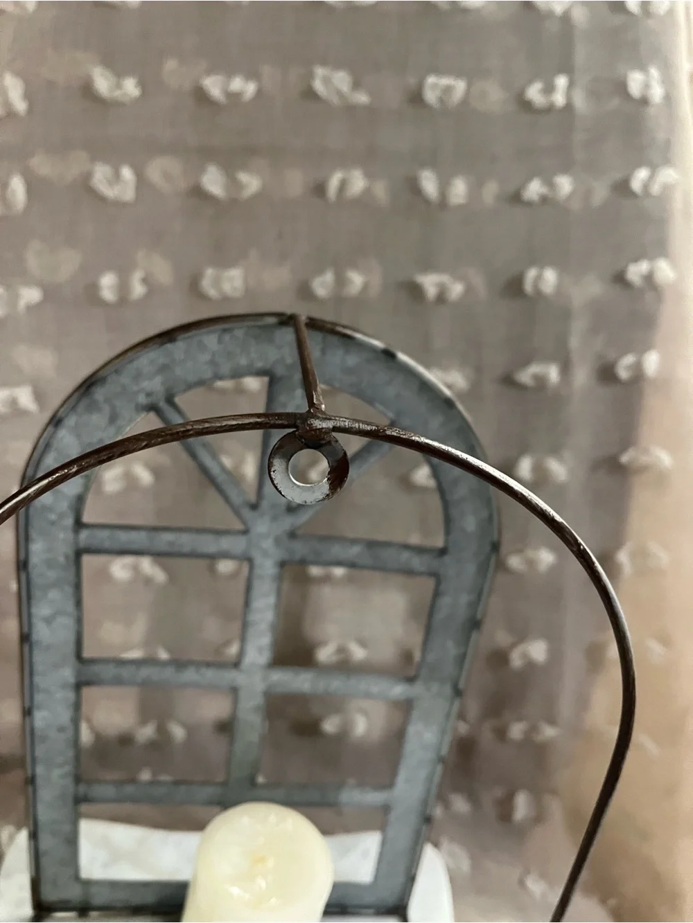 Rustic Arch Window Candle Lantern - Gray